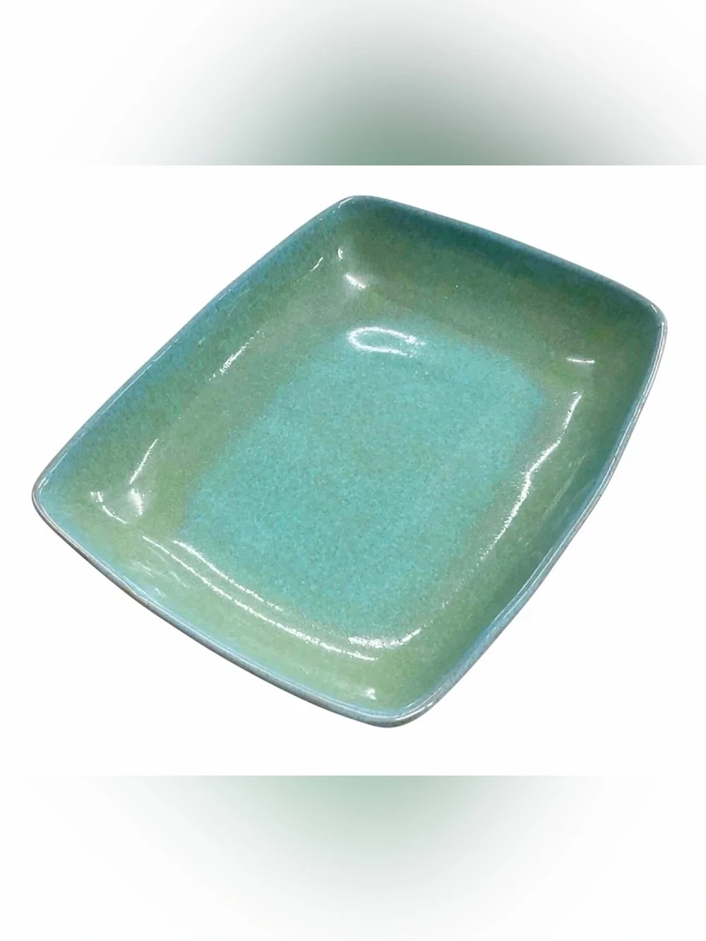 1940’s Signed Glidden Pottery Speckled Matrix Turquoise Glazed Tray Dish